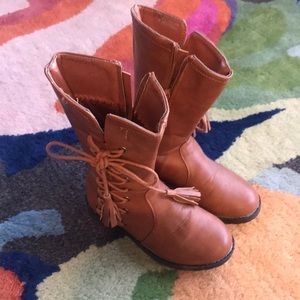Girls Camel Boots with Side Ties